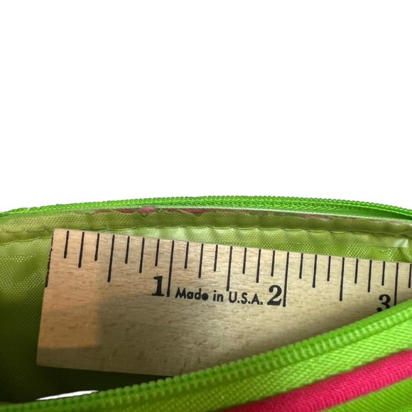 Once Upon A Rose Cosmetic Zip Closure Pouch Set Of 3 Pink Green Polka Dot Bags - Picture 9 of 11